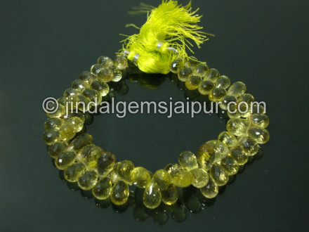 Lemon Quartz Faceted Drops Shape Beads